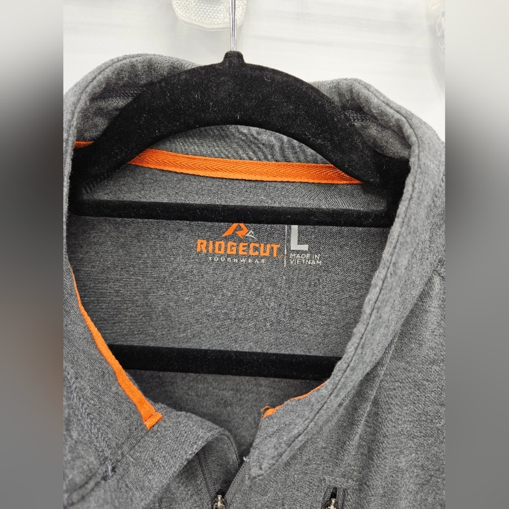 Ridgecut Toughwear Grey Quarter-Zip Performance Pullover Chest Pocket Size L - Picture 3 of 13